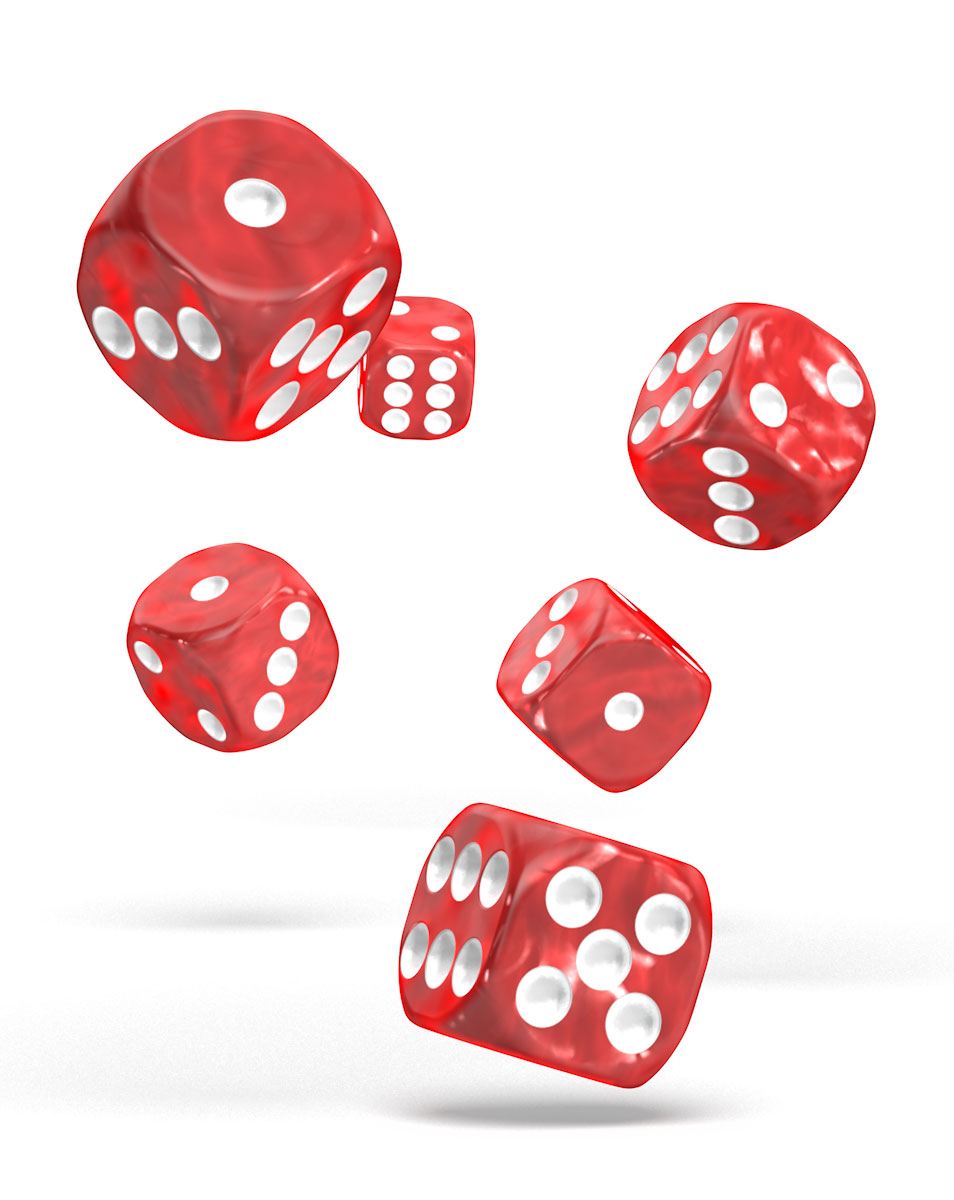 Oakie Doakie Dice D6 Dice 16 mm Marble - Red (12) - Bild 4