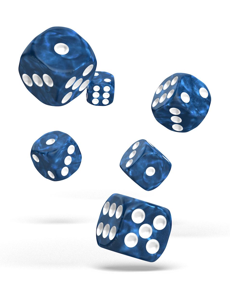 Oakie Doakie Dice D6 Dice 16 mm Marble - Blue (12) - Bild 4