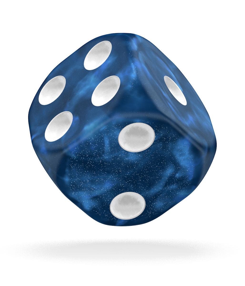 Oakie Doakie Dice D6 Dice 16 mm Marble - Blue (12) - Bild 3