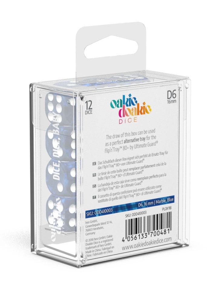 Oakie Doakie Dice D6 Dice 16 mm Marble - Blue (12) - Bild 2