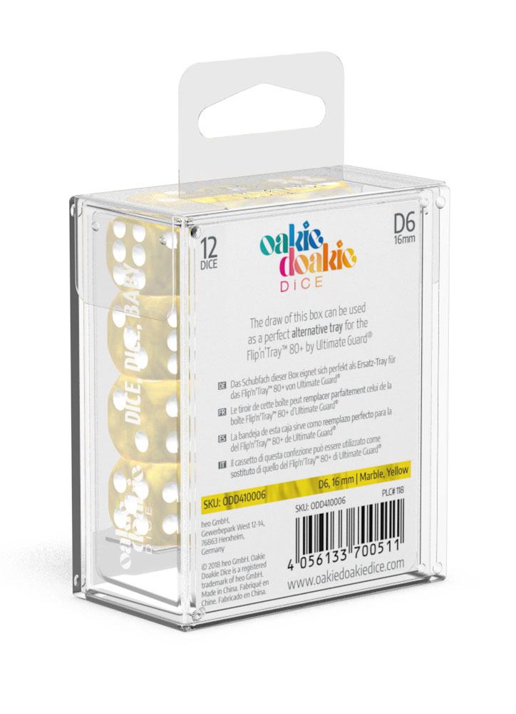 Oakie Doakie Dice D6 Dice 16 mm Marble - Yellow (12) - Bild 2