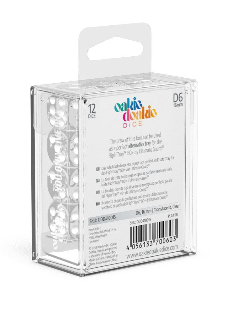 Oakie Doakie Dice D6 Dice 16 mm Translucent - Clear (12) - Bild 2
