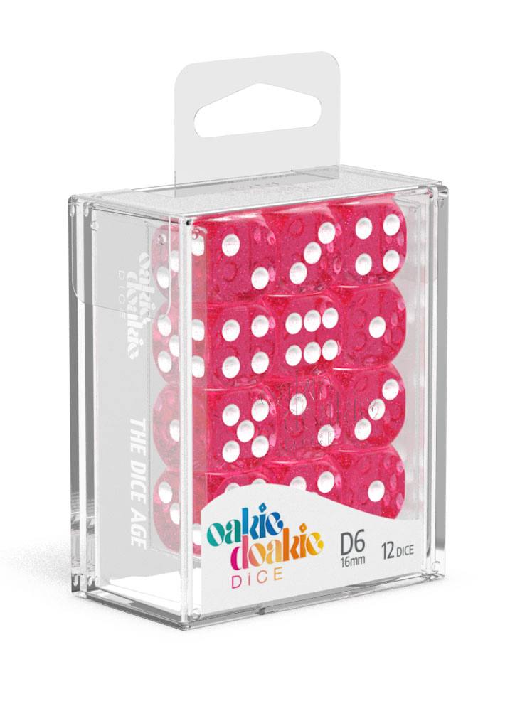 Oakie Doakie Dice D6 Dice 16 mm Speckled - Pink (12)