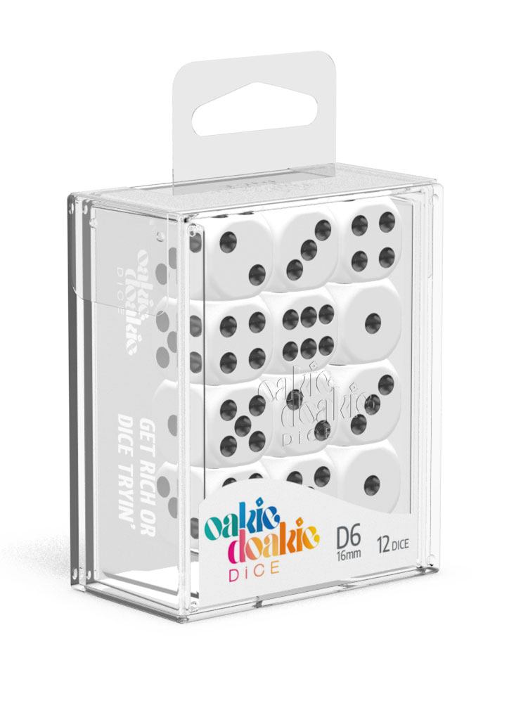Oakie Doakie Dice D6 Dice 16 mm Solid - White (12)