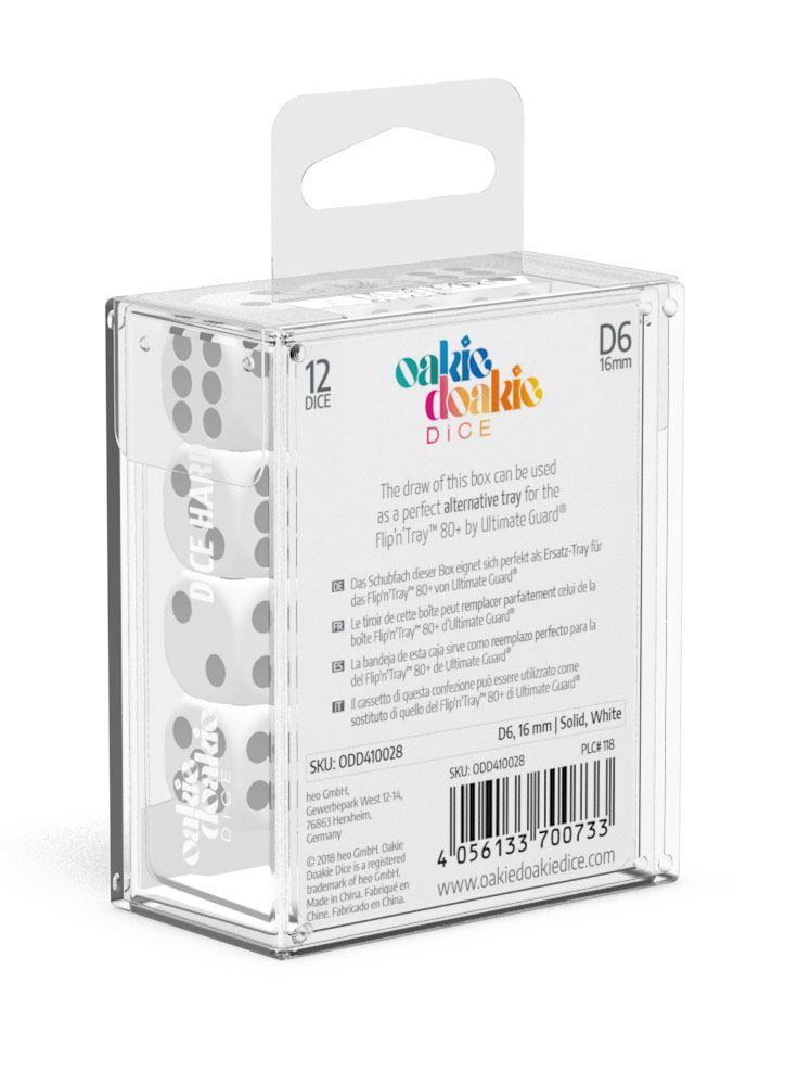 Oakie Doakie Dice D6 Dice 16 mm Solid - White (12) - Bild 2