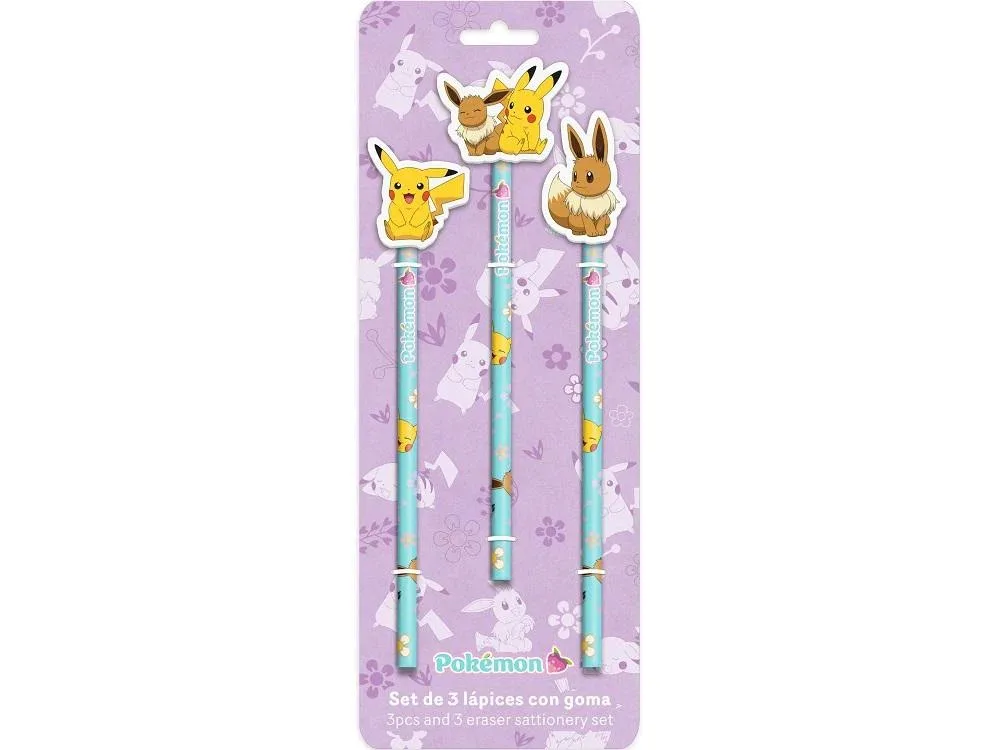 Pokemon Flowers set of 3 pencils